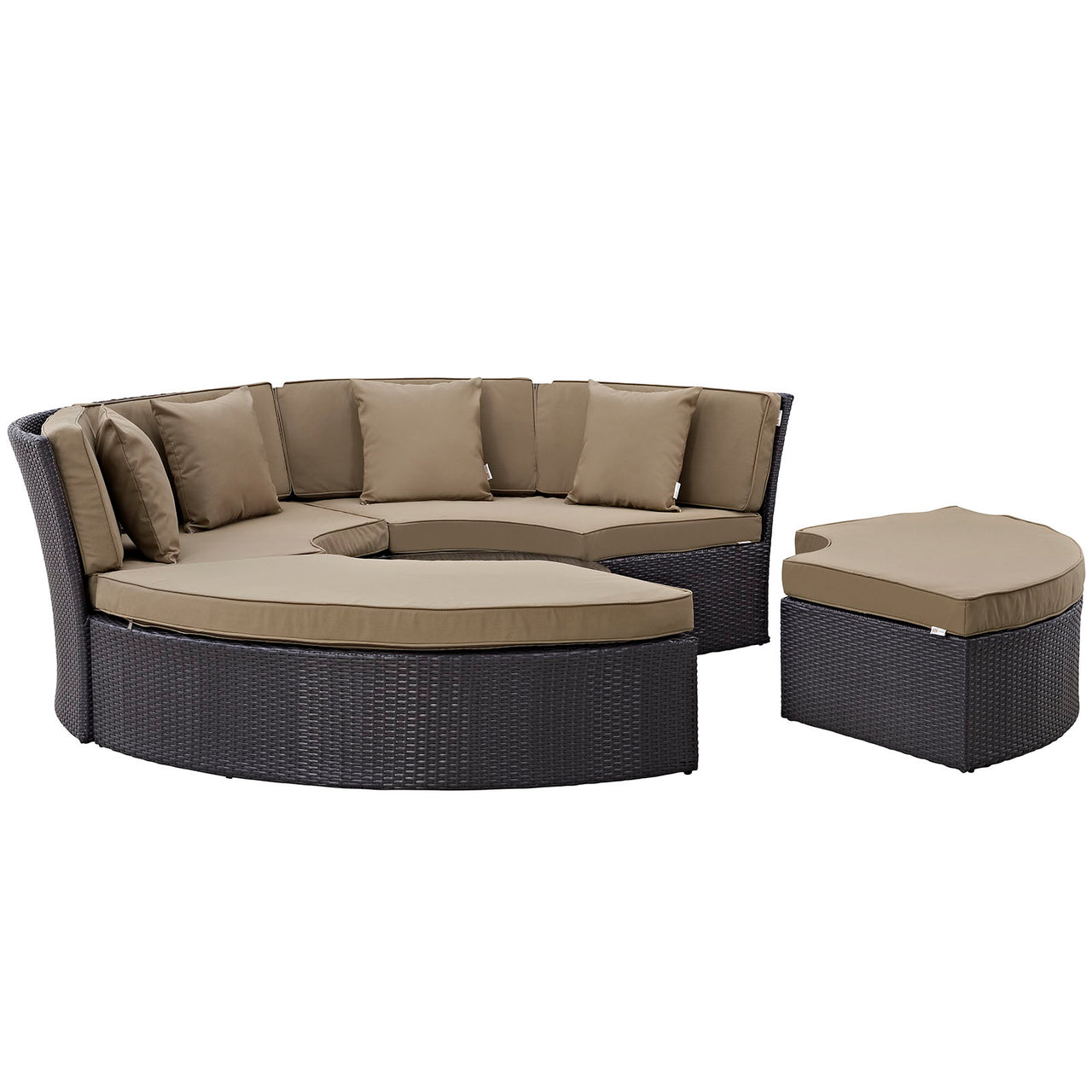 Convene Circular Outdoor Patio Daybed Set, Espresso & Mocha