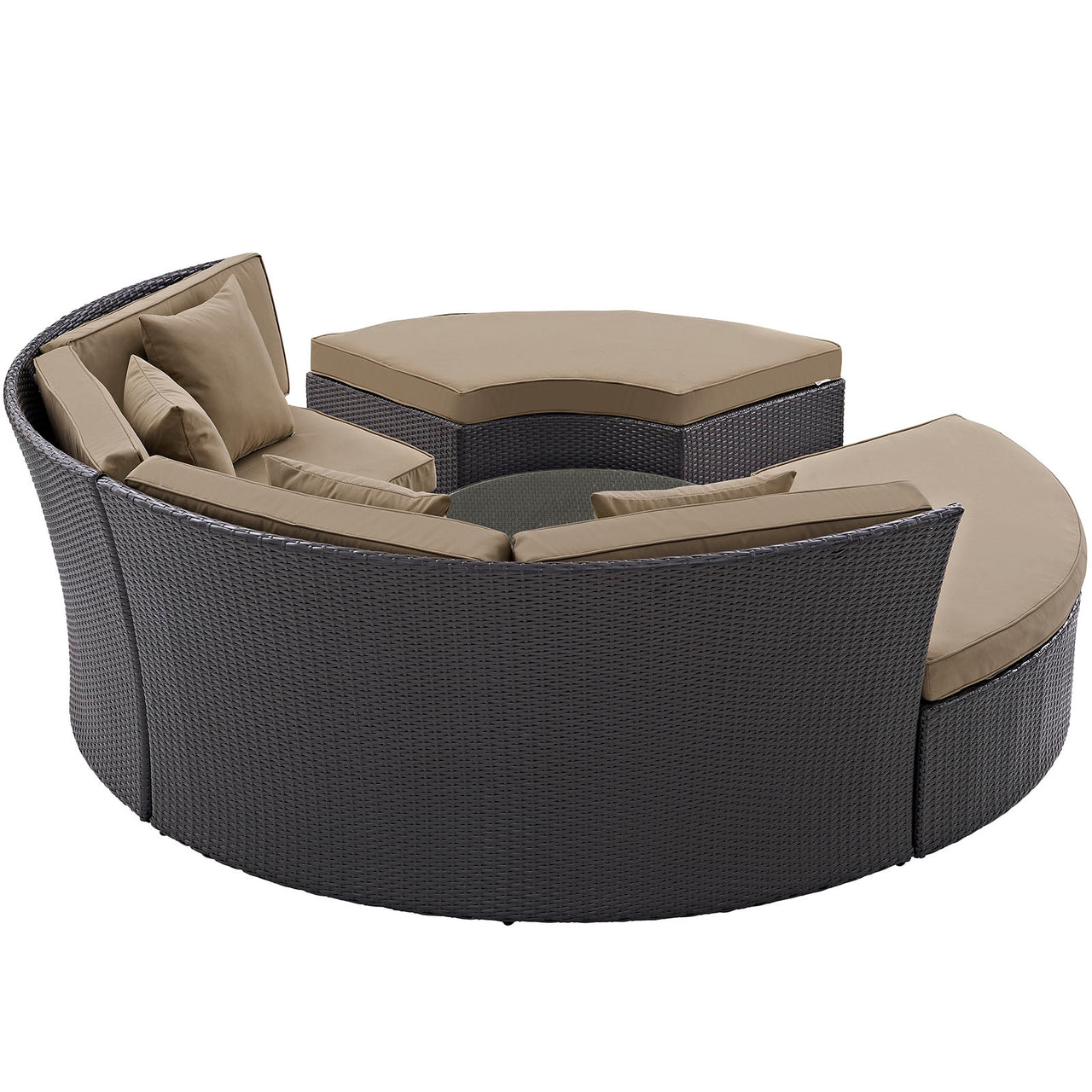 Convene Circular Outdoor Patio Daybed Set, Espresso & Mocha