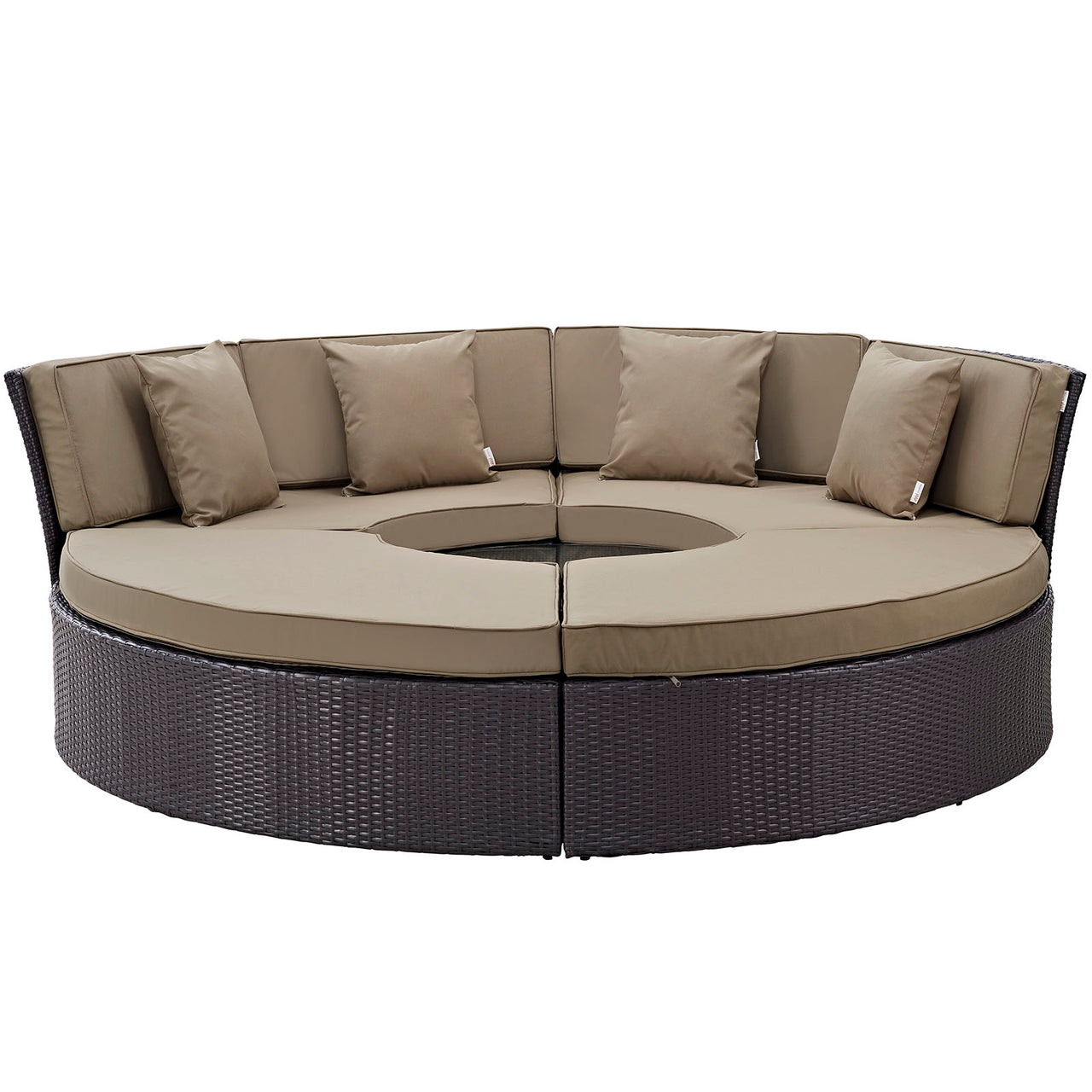 Convene Circular Outdoor Patio Daybed Set, Espresso & Mocha