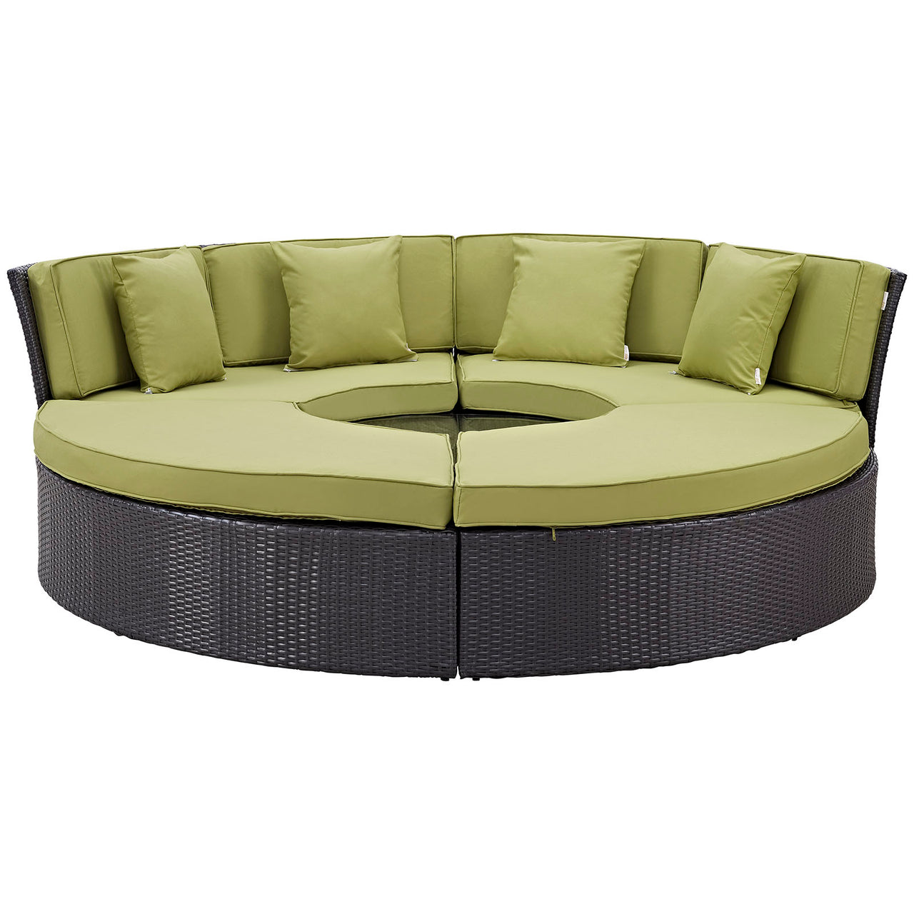Convene Circular Outdoor Patio Daybed Set, Espresso & Peridot