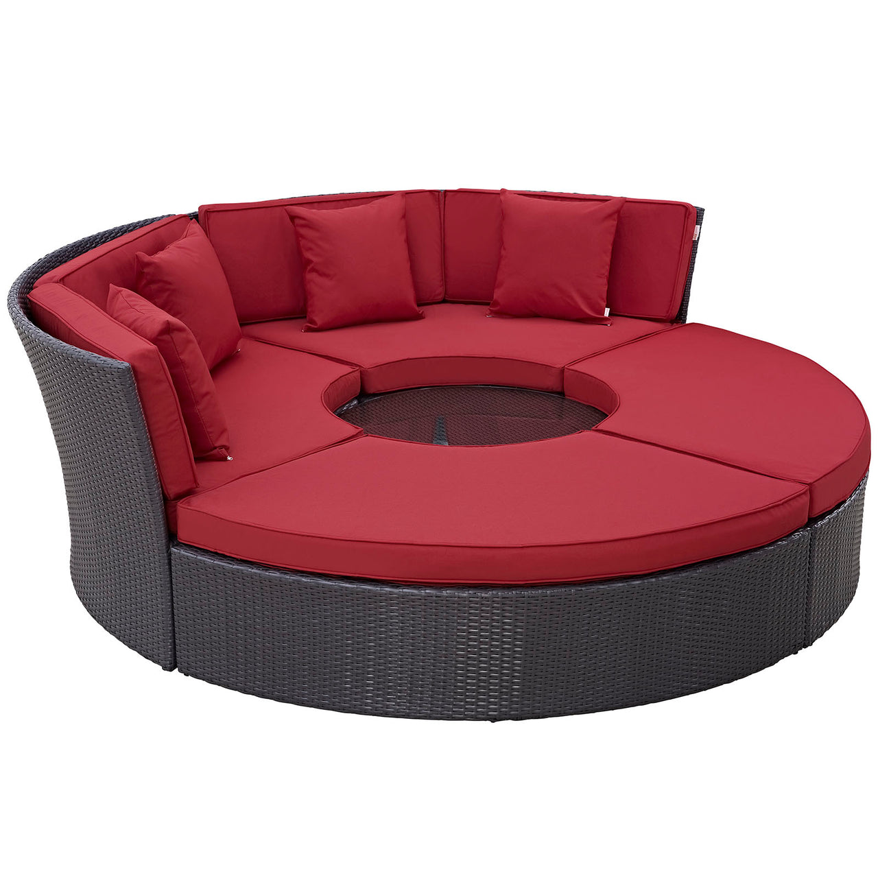 Conversation Circular Alfresco Daybed Set, Espresso & Red