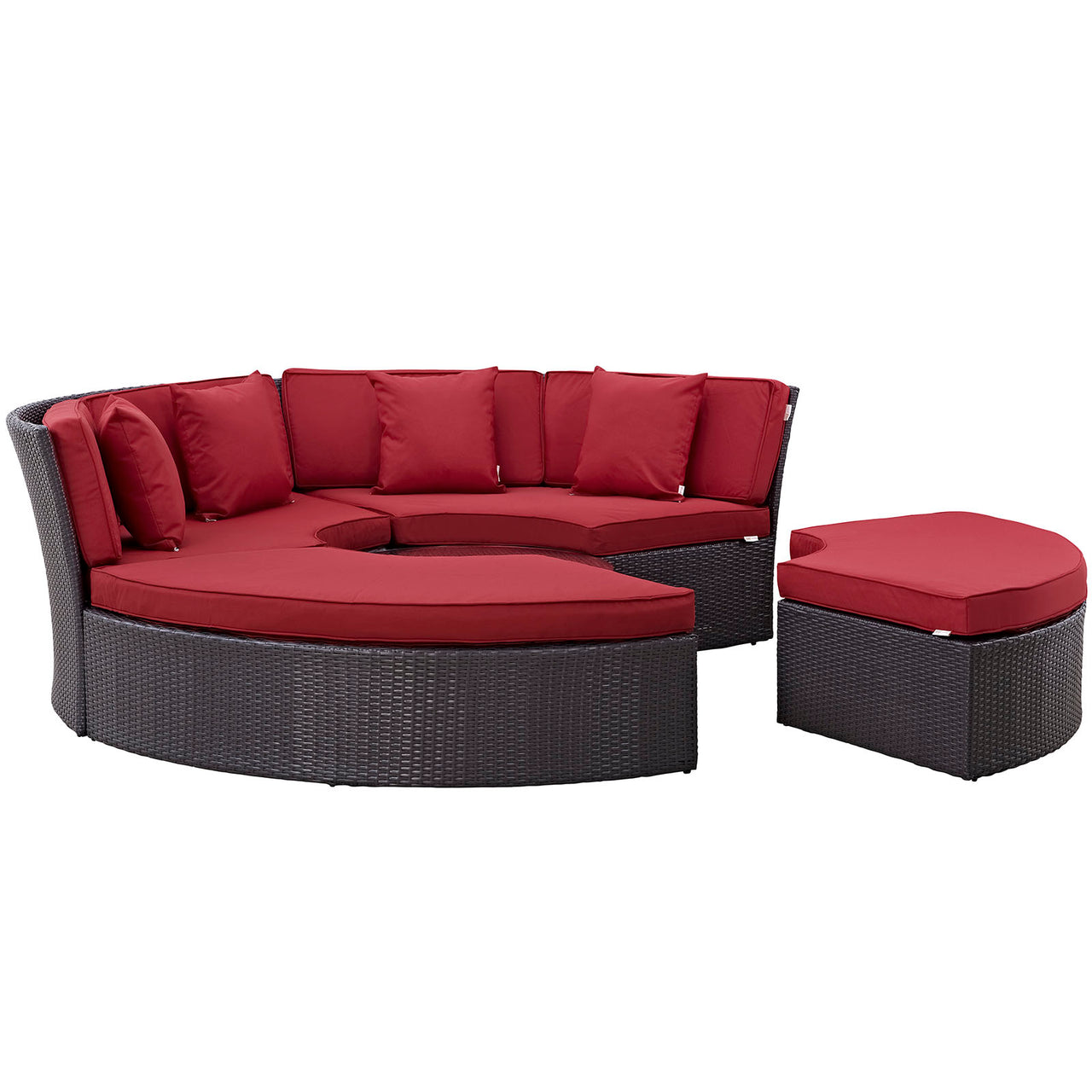 Conversation Circular Alfresco Daybed Set, Espresso & Red