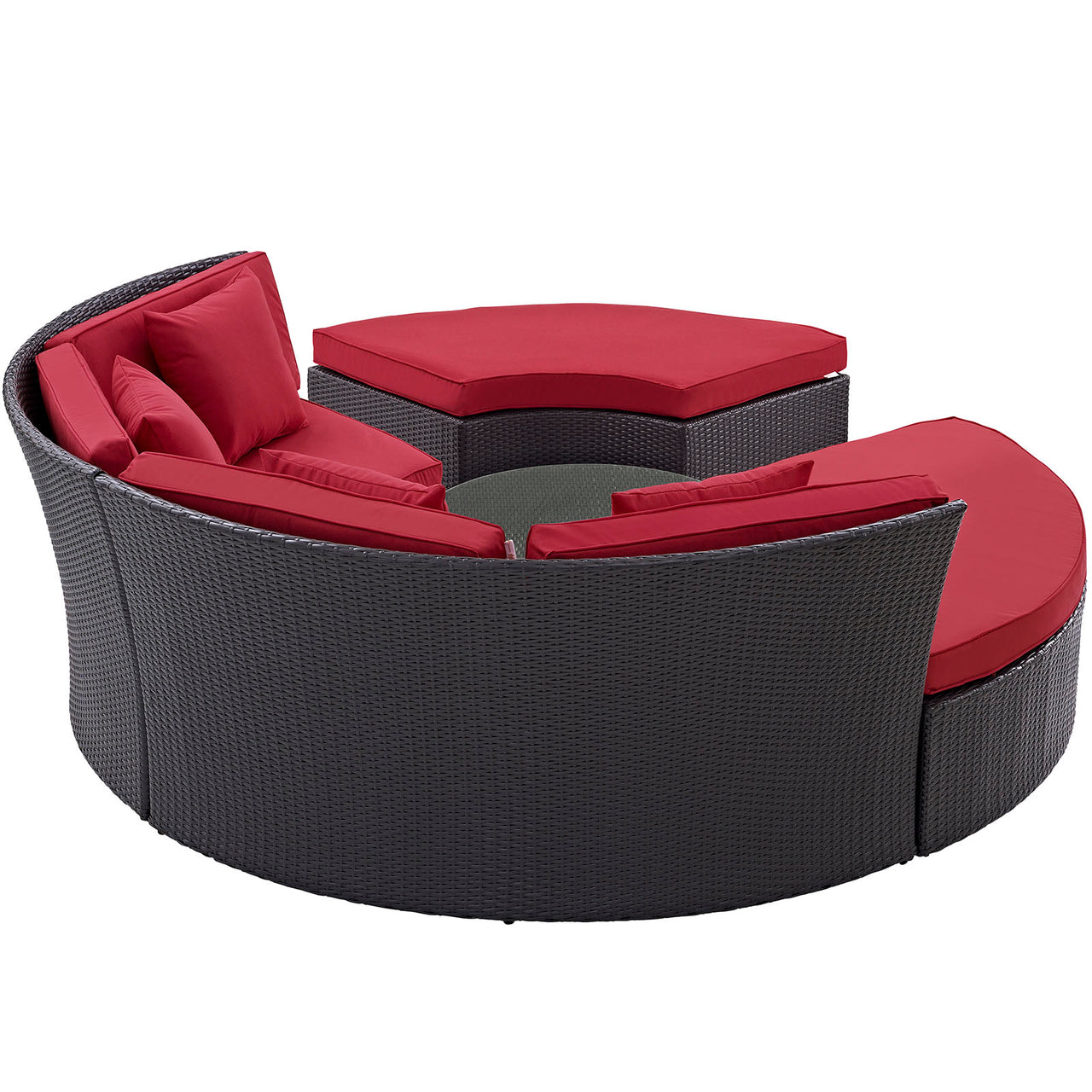 Conversation Circular Alfresco Daybed Set, Espresso & Red