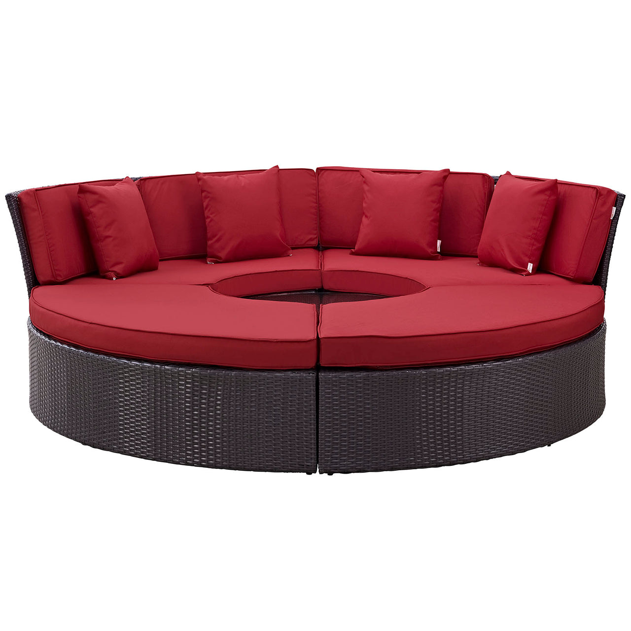 Conversation Circular Alfresco Daybed Set, Espresso & Red