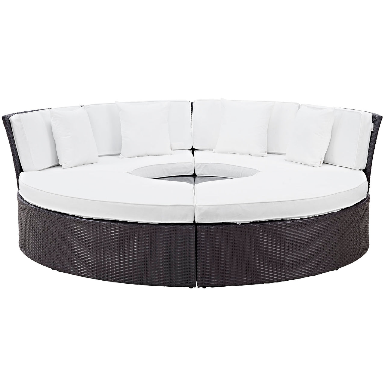 Convene Circular Outdoor Patio Daybed Set, Espresso & White