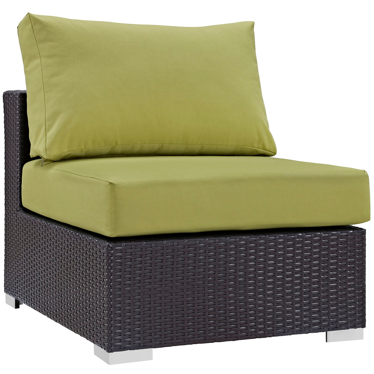 Convene 5 Piece Outdoor Patio Sectional Set, Espresso & Peridot