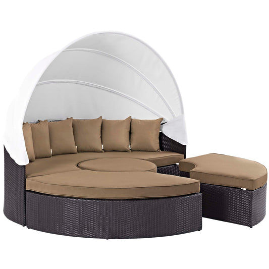 Conversation Alfresco Woven Canopy Sectional Daybed, Espresso & Mocha