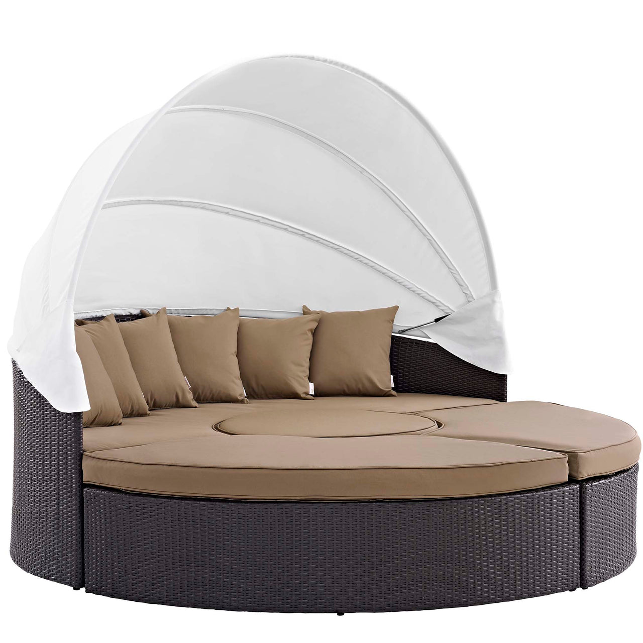 Conversation Alfresco Woven Canopy Sectional Daybed, Espresso & Mocha