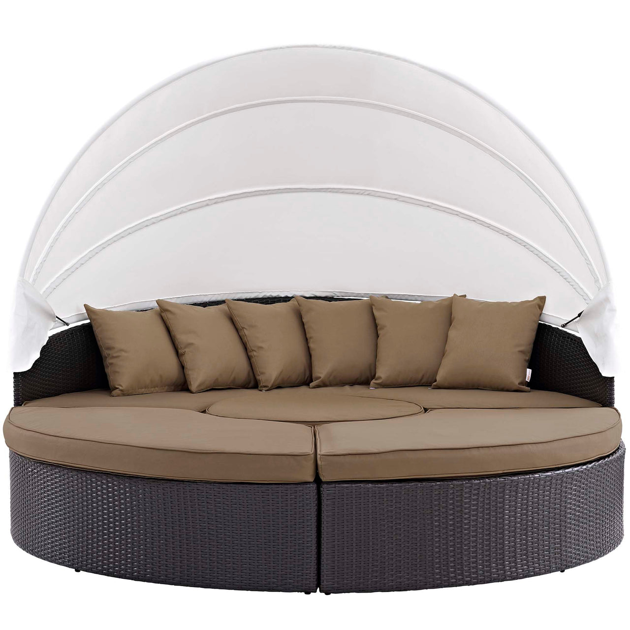 Conversation Alfresco Woven Canopy Sectional Daybed, Espresso & Mocha