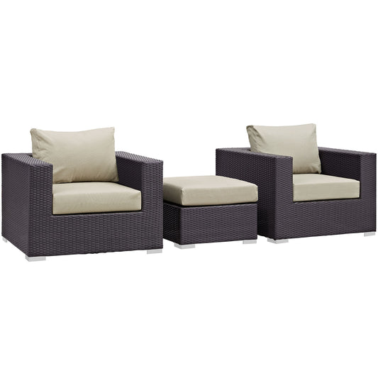 Conversation 3-Piece Alfresco Sofa Set, Espresso & Beige
