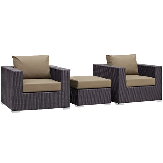 Conversation 3-Piece Alfresco Sofa Set, Espresso & Mocha