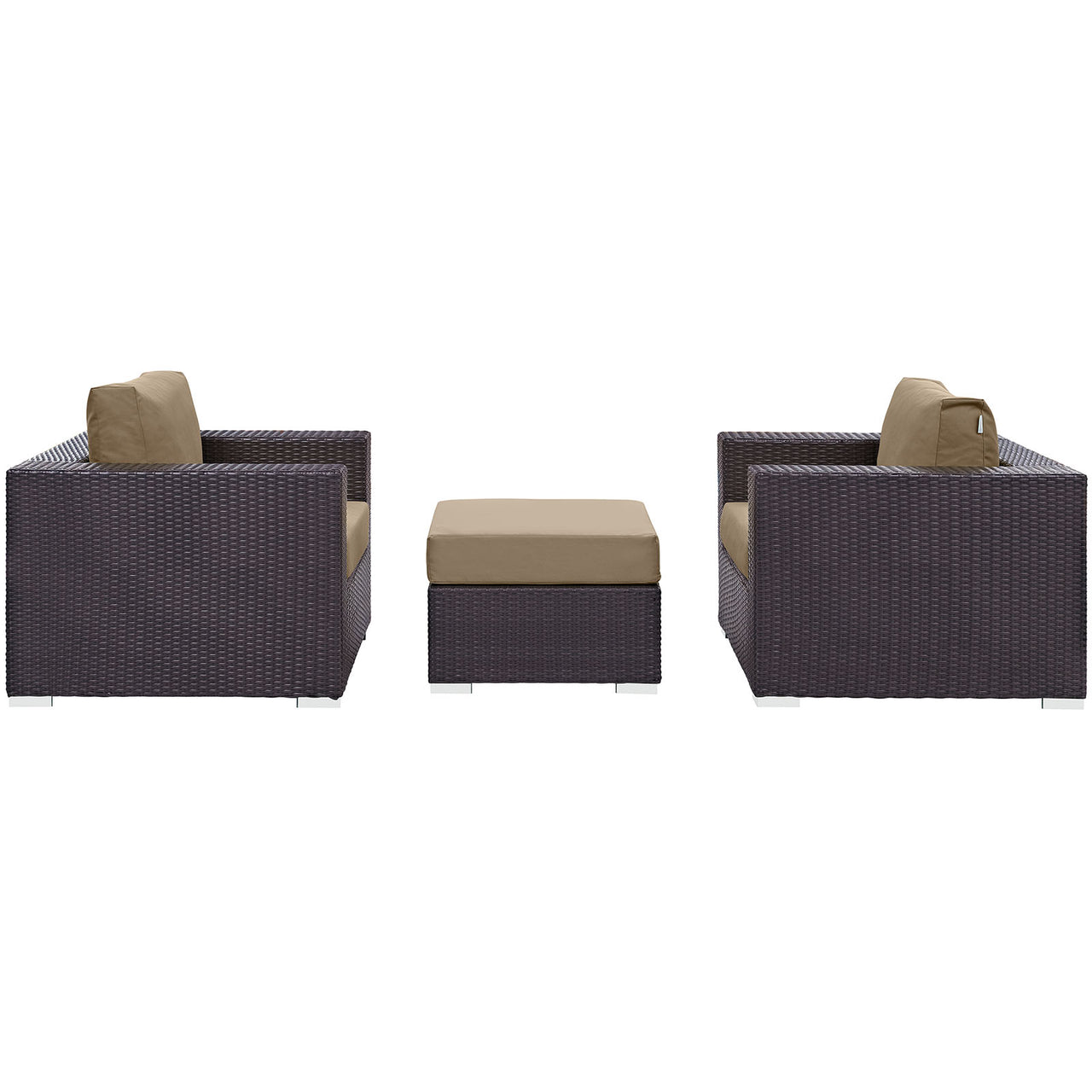 Convene 3 Piece Outdoor Patio Sofa Set, Espresso & Mocha