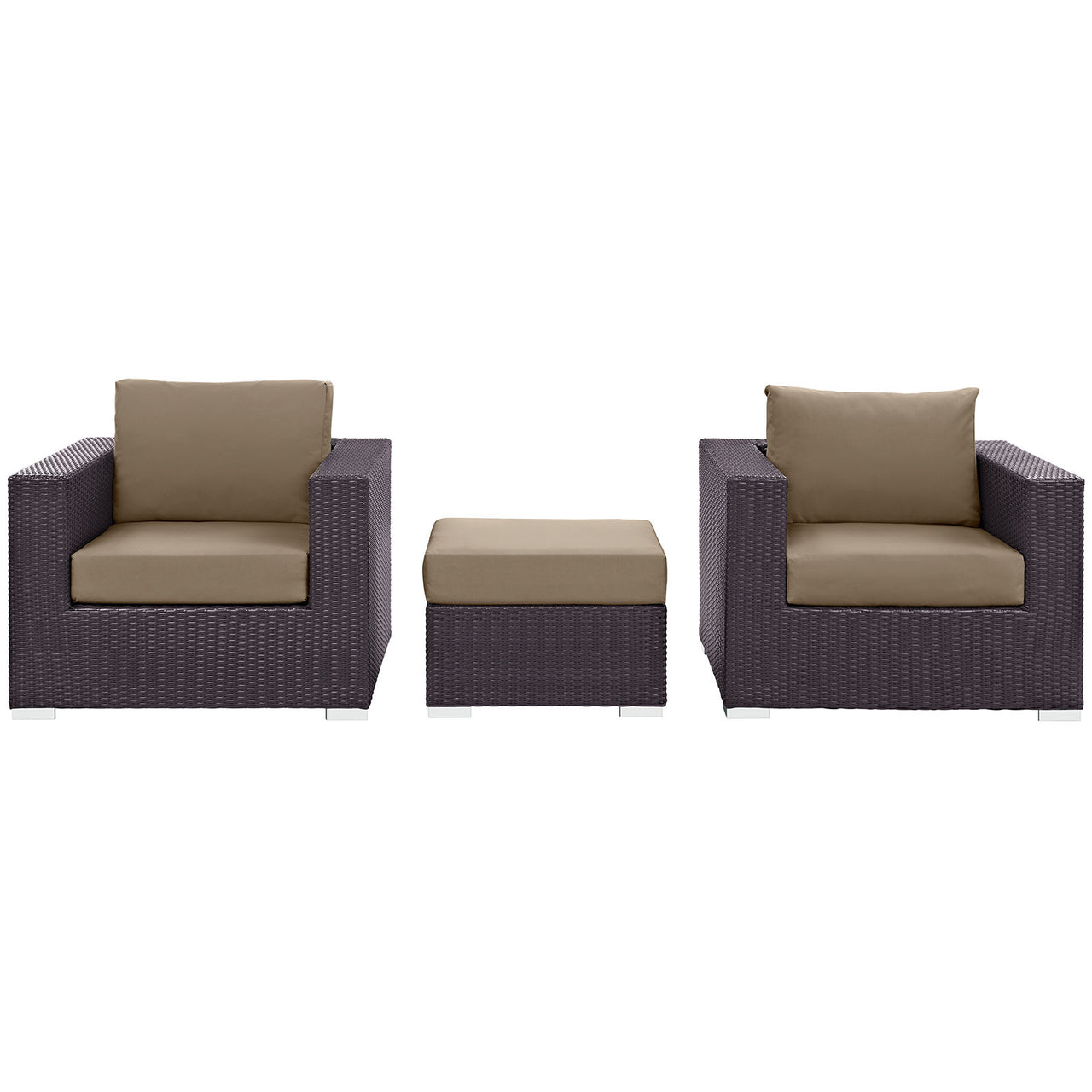 Convene 3 Piece Outdoor Patio Sofa Set, Espresso & Mocha