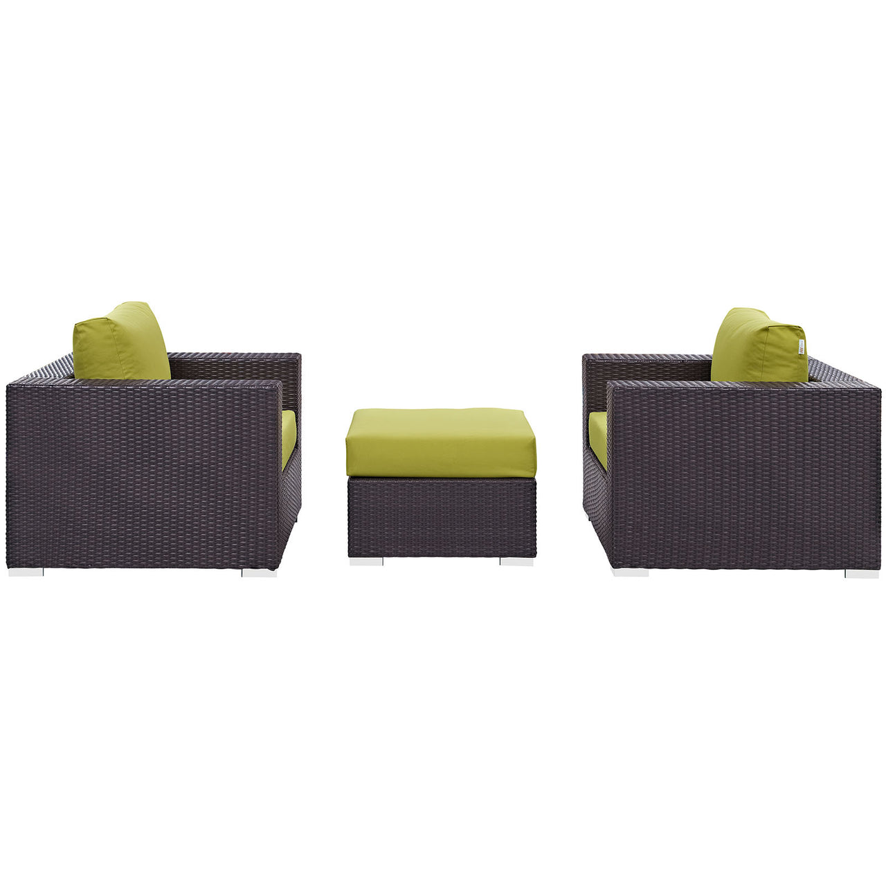 Convene 3 Piece Outdoor Patio Sofa Set, Espresso & Peridot