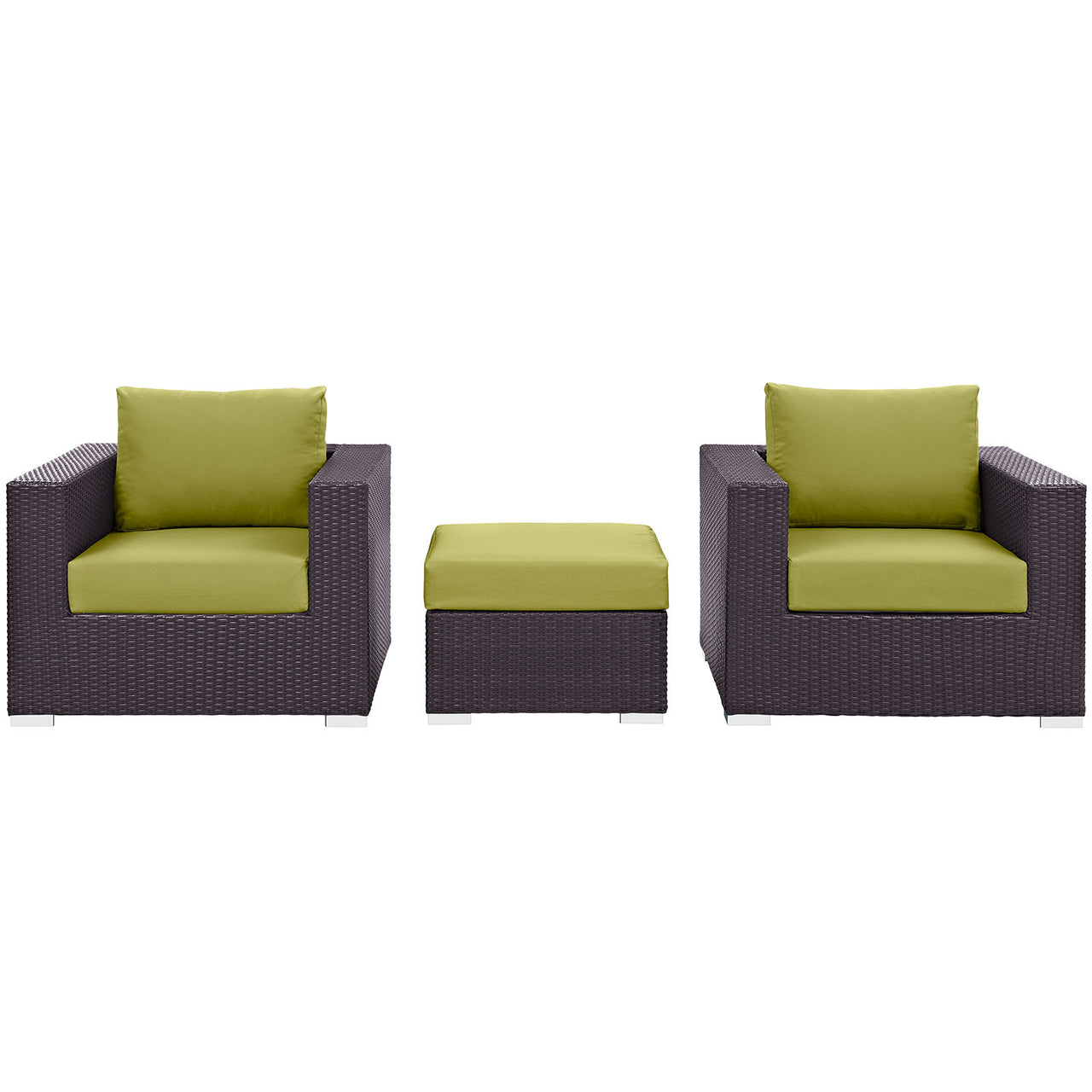 Convene 3 Piece Outdoor Patio Sofa Set, Espresso & Peridot