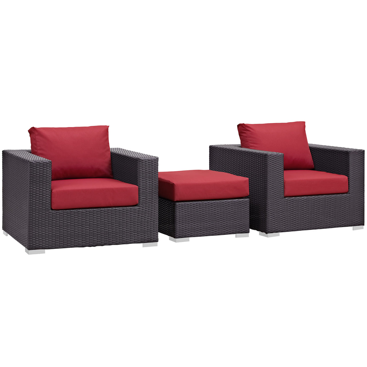 Conversation 3-Piece Alfresco Sofa Set, Espresso & Red