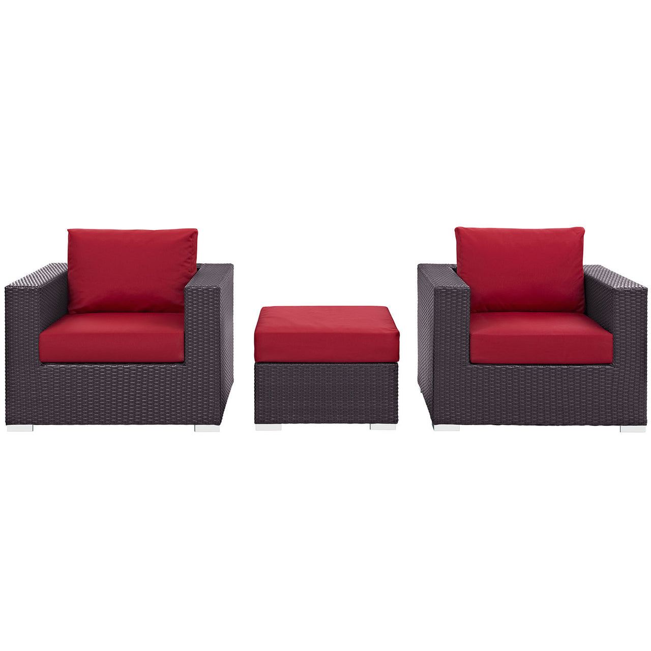 Conversation 3-Piece Alfresco Sofa Set, Espresso & Red