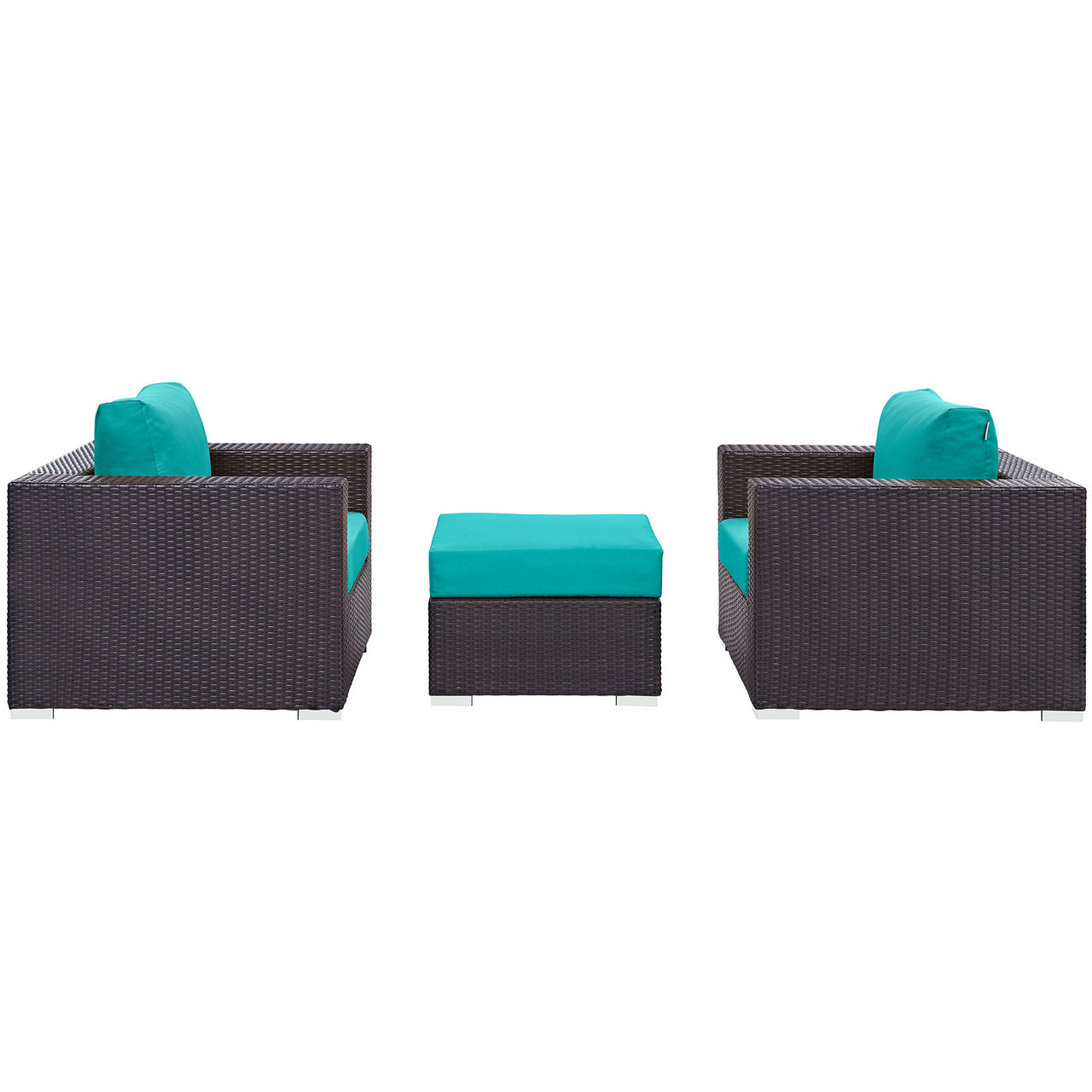 Conversation 3-Piece Alfresco Sofa Set, Espresso & Turquoise