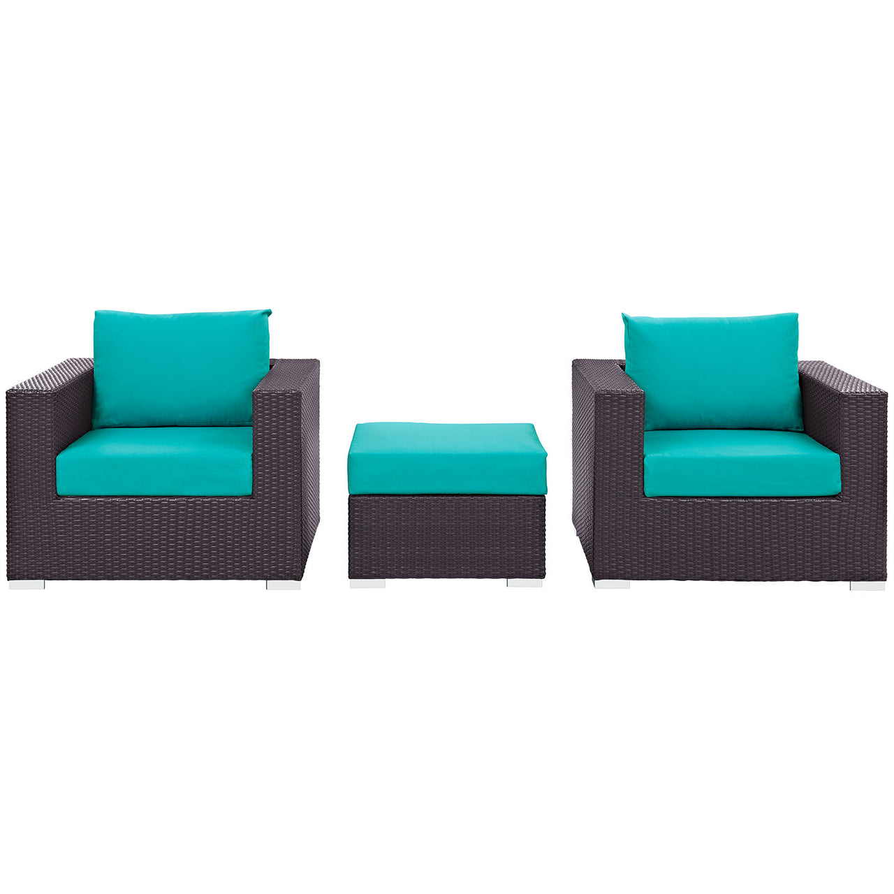 Conversation 3-Piece Alfresco Sofa Set, Espresso & Turquoise