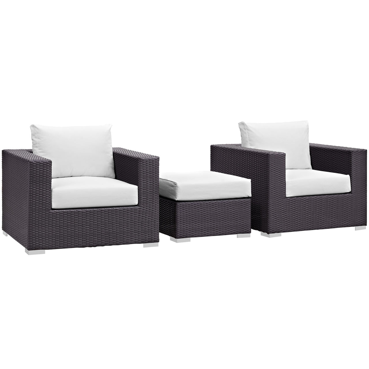 Conversation 3-Piece Alfresco Sofa Set, Espresso & White