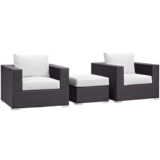 Conversation 3-Piece Alfresco Sofa Set, Espresso & White