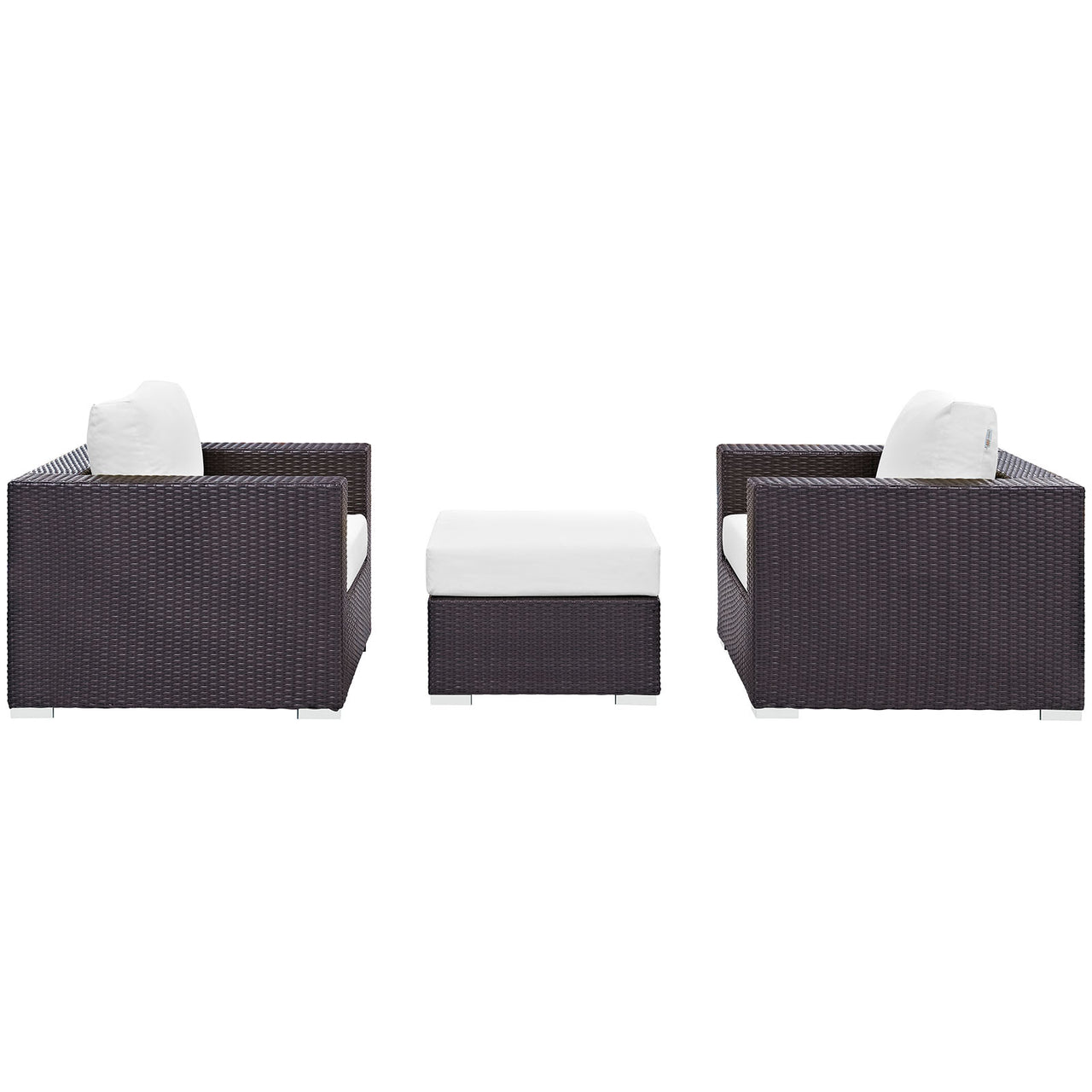Conversation 3-Piece Alfresco Sofa Set, Espresso & White