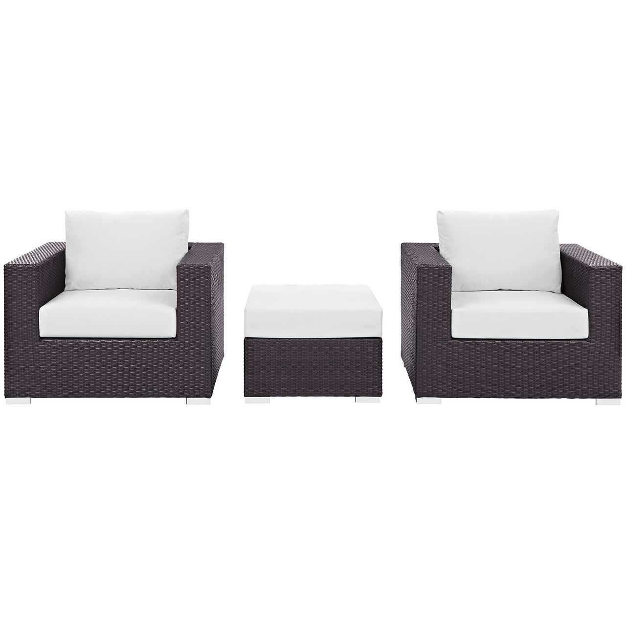 Conversation 3-Piece Alfresco Sofa Set, Espresso & White