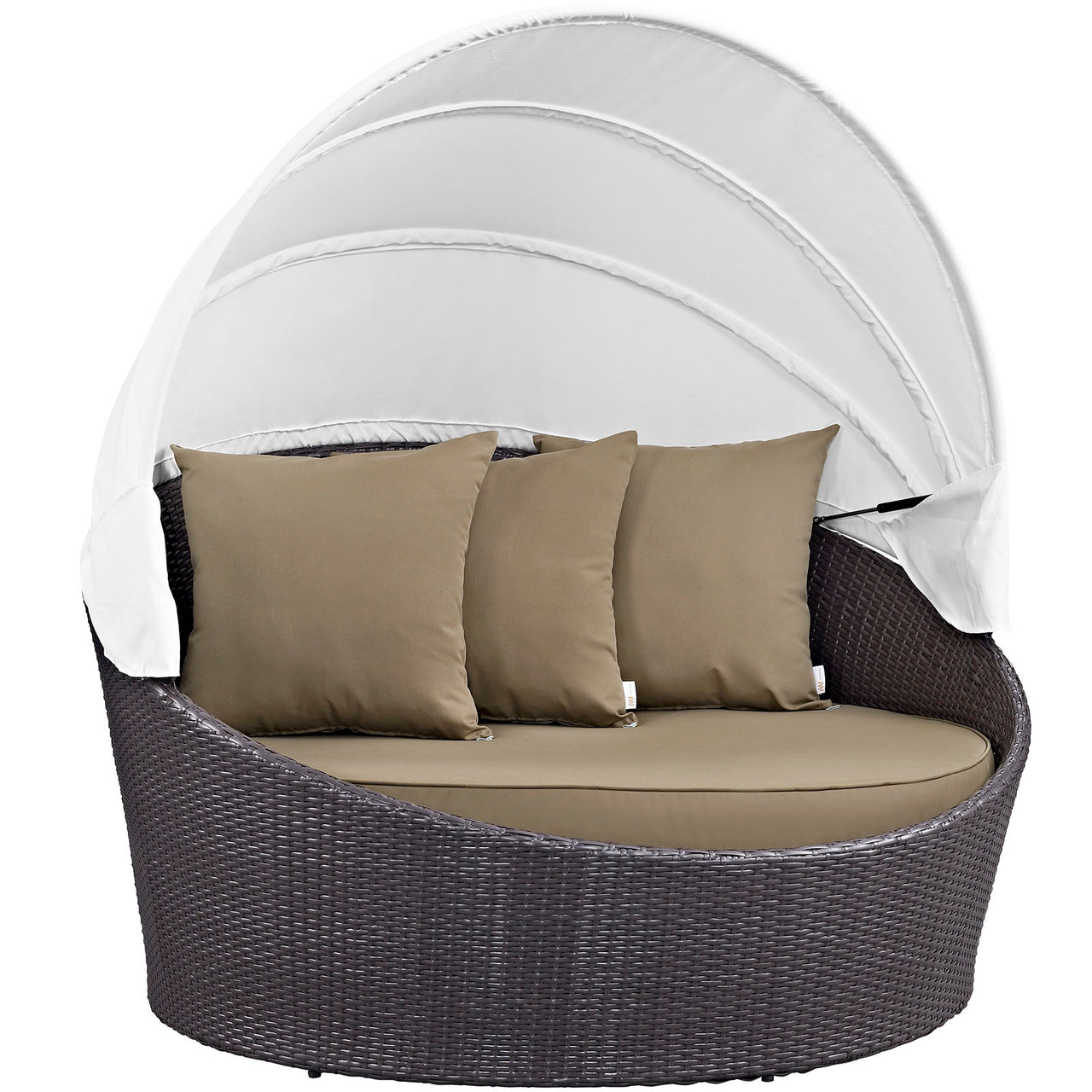 Convene Canopy Outdoor Patio Daybed, Espresso & Mocha