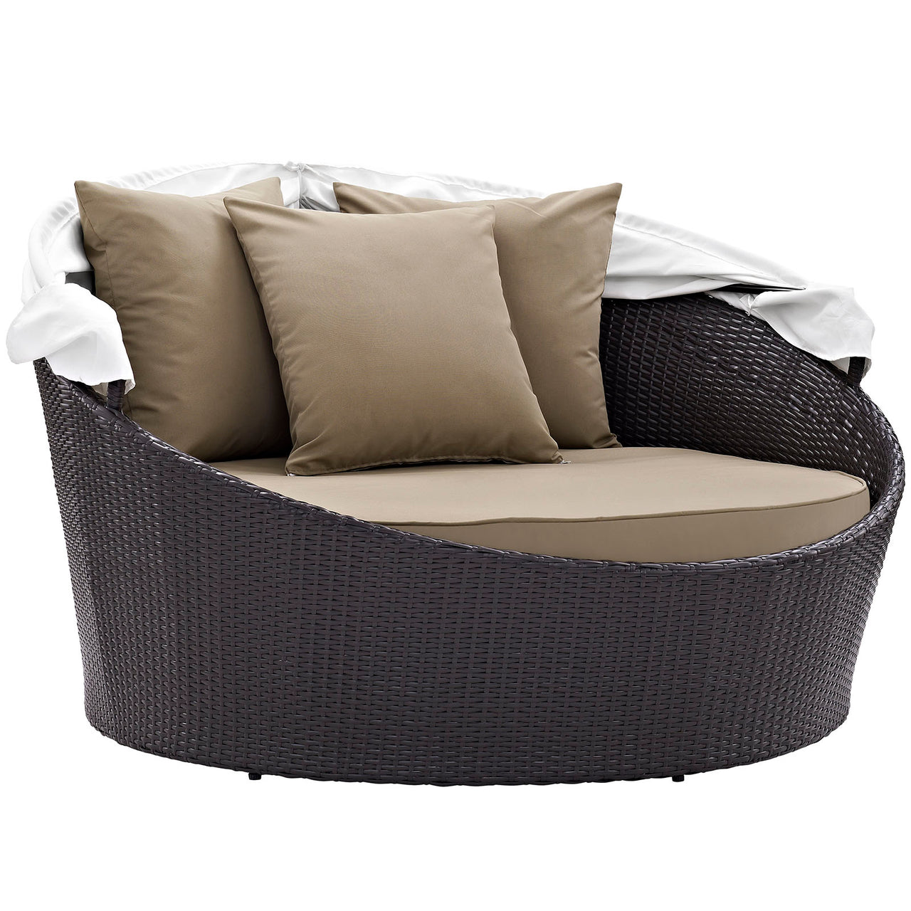 Convene Canopy Outdoor Patio Daybed, Espresso & Mocha
