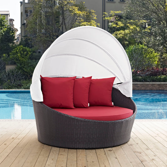 Conversation Canopy Alfresco Daybed, Espresso & Red