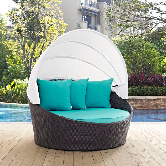 Conversation Canopy Alfresco Daybed, Espresso & Turquoise