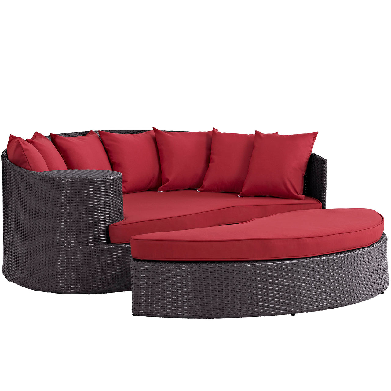 Convene Outdoor Patio Daybed, Espresso & Red