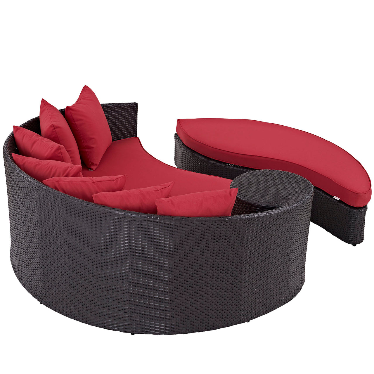 Convene Outdoor Patio Daybed, Espresso & Red