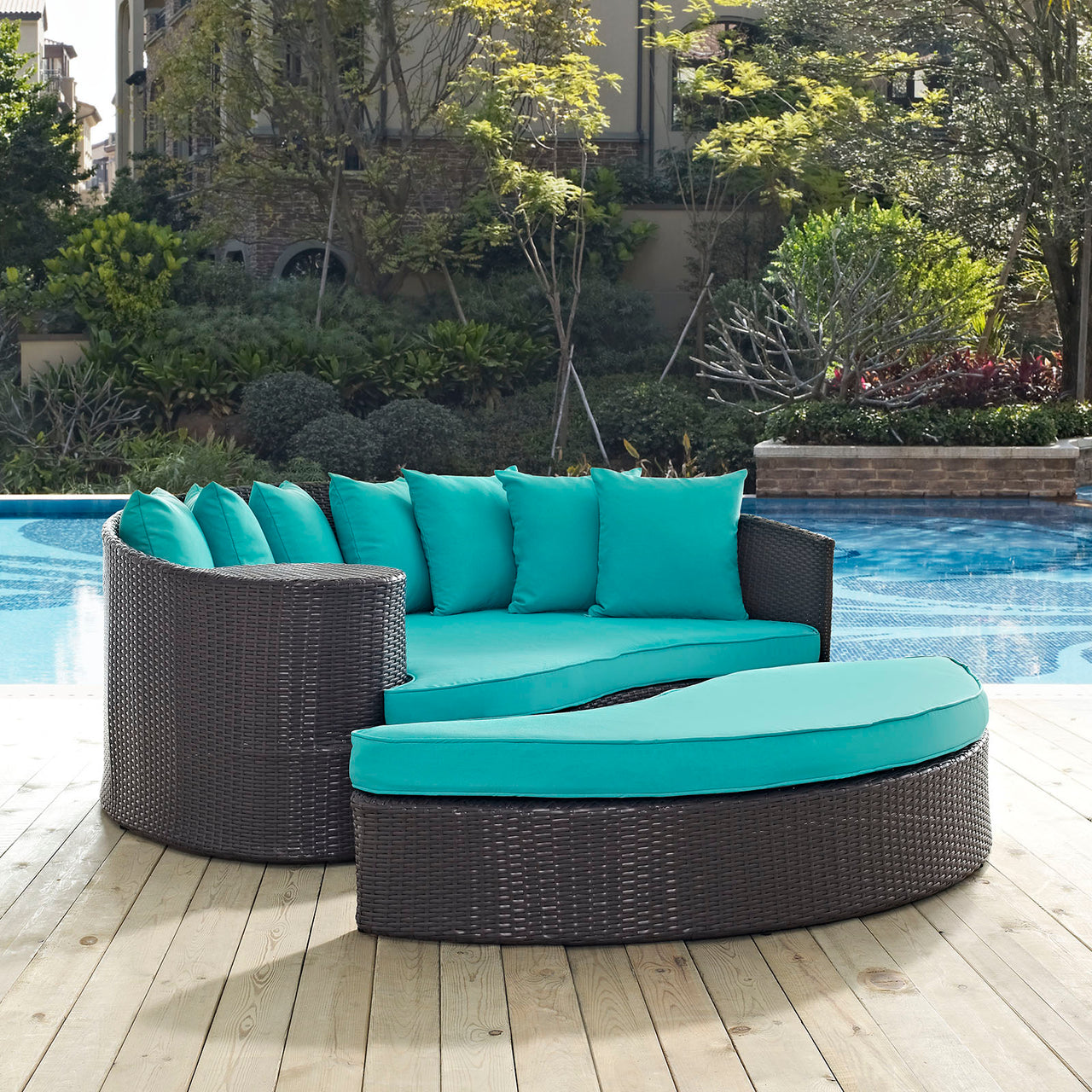 Conversation Alfresco Daybed, Espresso & Turquoise
