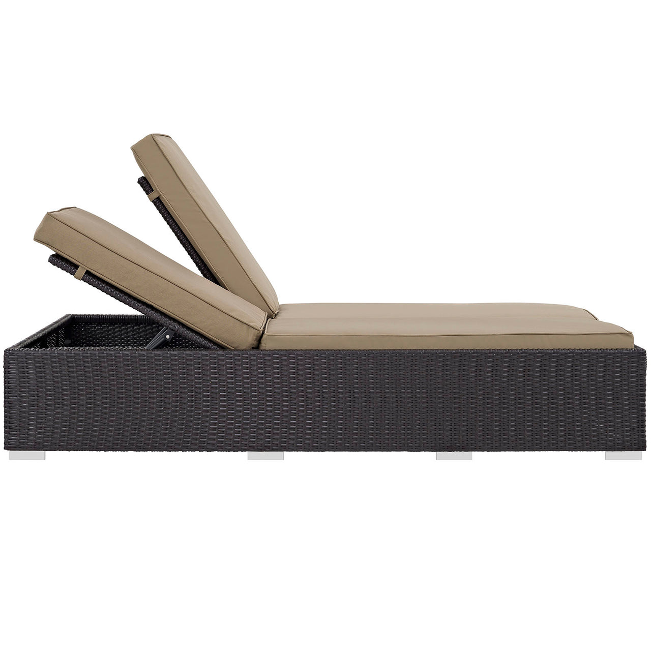 Convene Double Outdoor Patio Chaise, Espresso & Mocha