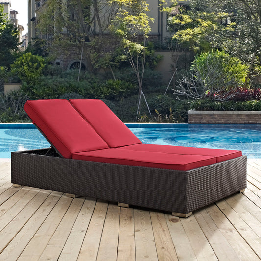 Conversation Double Alfresco Chaise, Espresso & Red