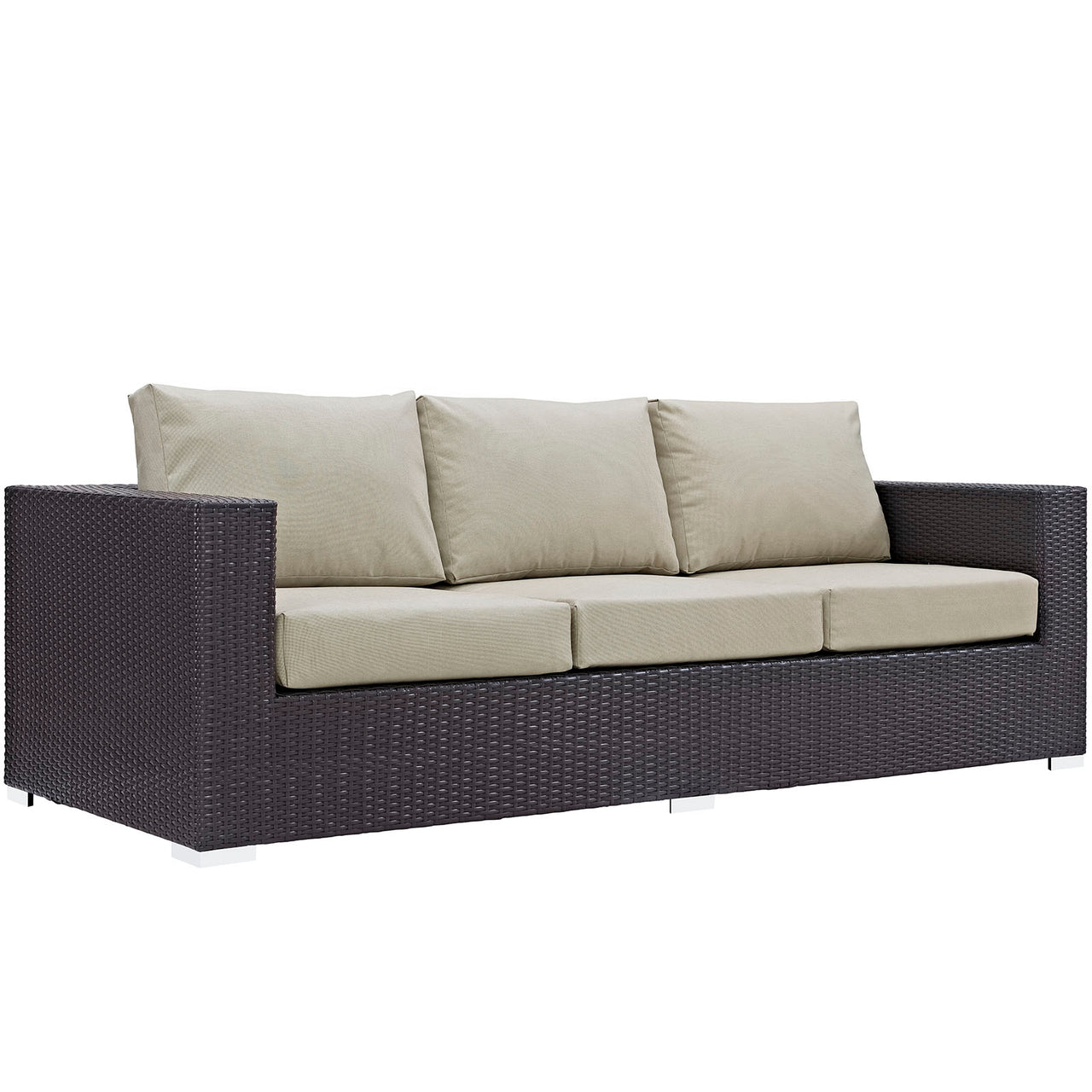 Convene 3 Piece Outdoor Patio Sectional, Espresso & Beige