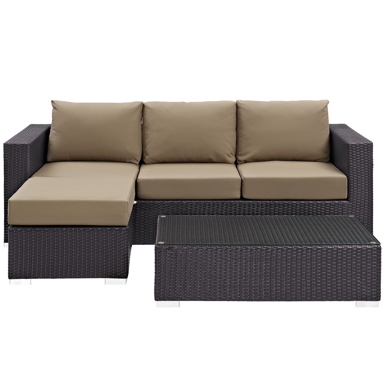 Conversation 3-Piece Alfresco Sectional, Espresso & Mocha