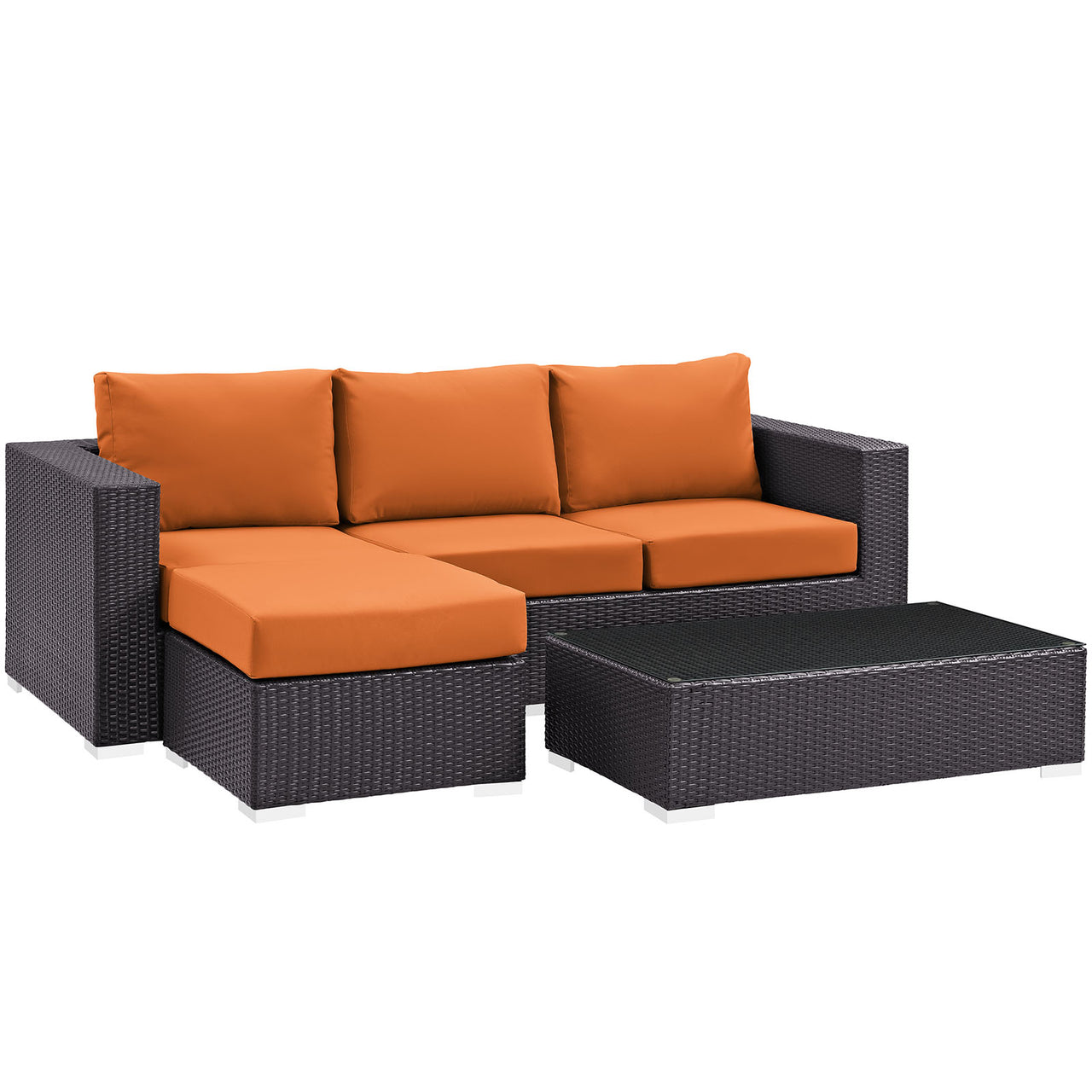 Conversation 3-Piece Alfresco Sectional, Espresso & Orange