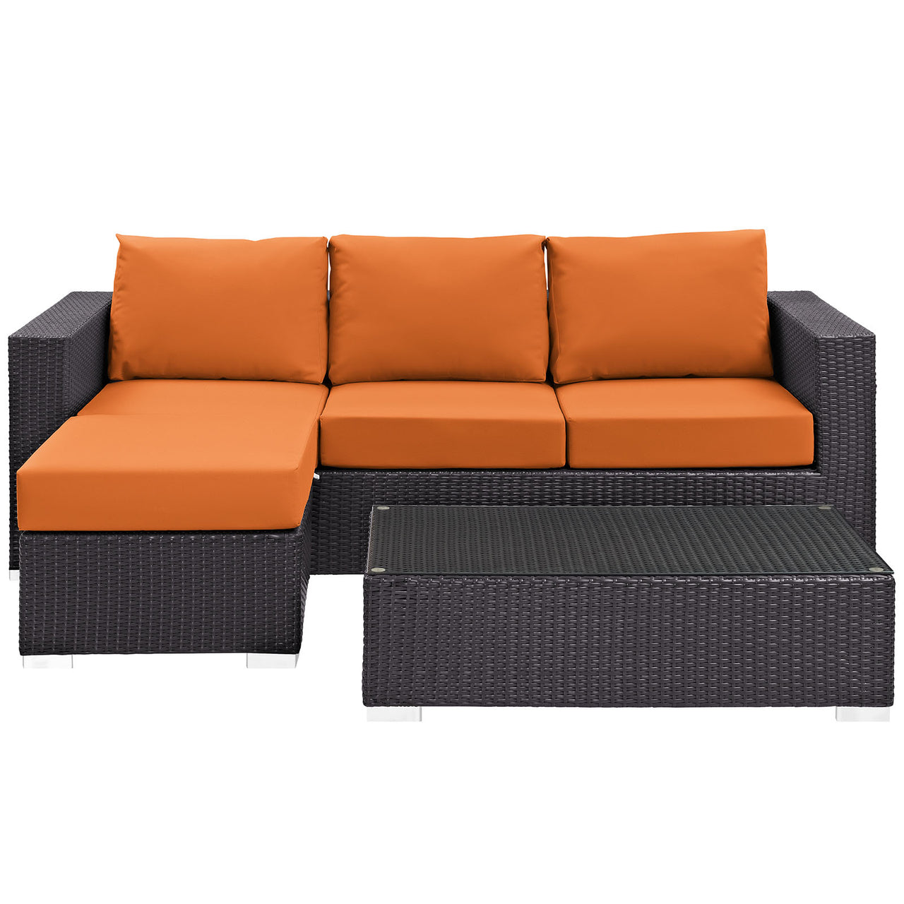Conversation 3-Piece Alfresco Sectional, Espresso & Orange