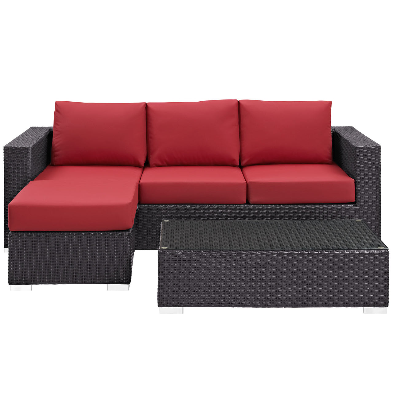 Conversation 3-Piece Alfresco Sectional, Espresso & Red