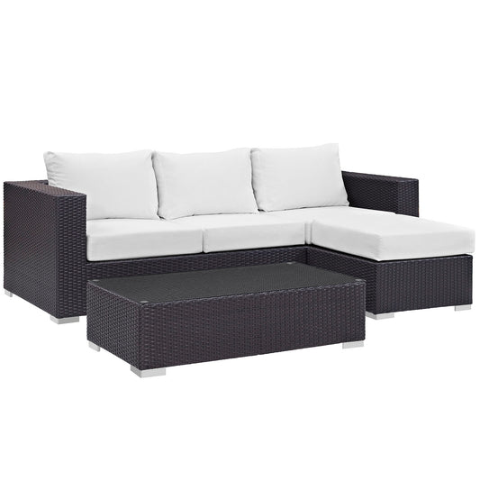 Conversation 3-Piece Alfresco Sectional, Espresso & White