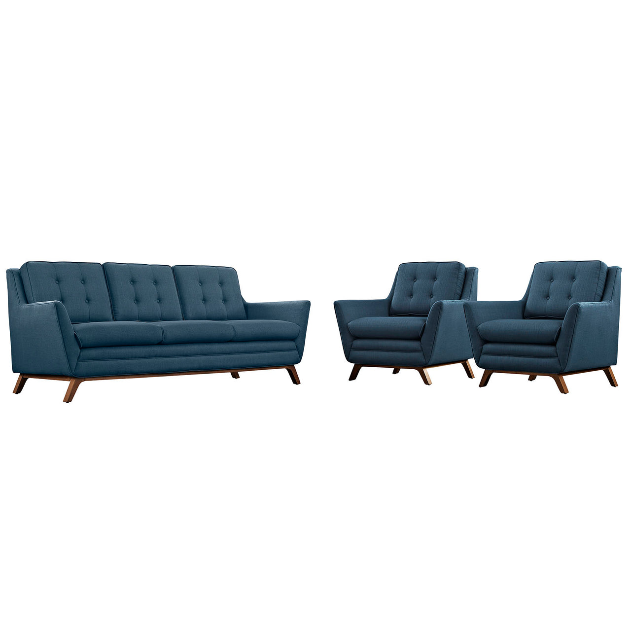 Captivate 3-Piece Fabric Living Room Set, Azure