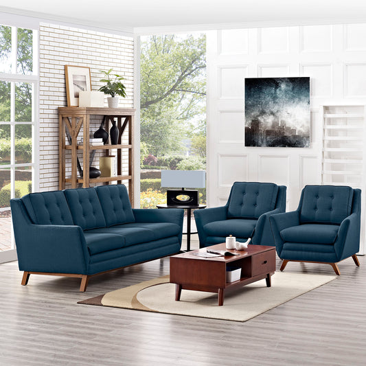 Captivate 3-Piece Fabric Living Room Set, Azure
