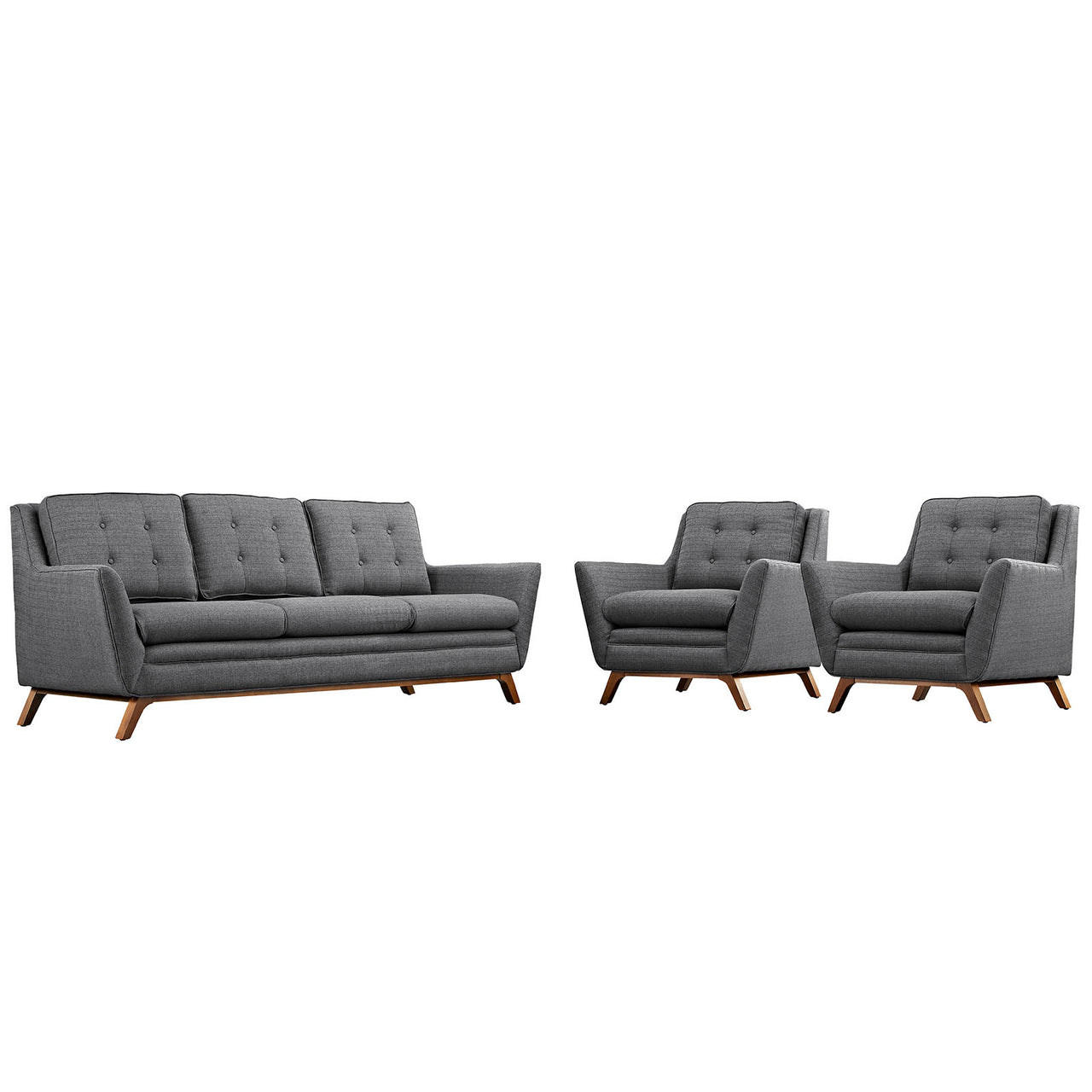Captivate 3-Piece Fabric Living Room Set, Gray