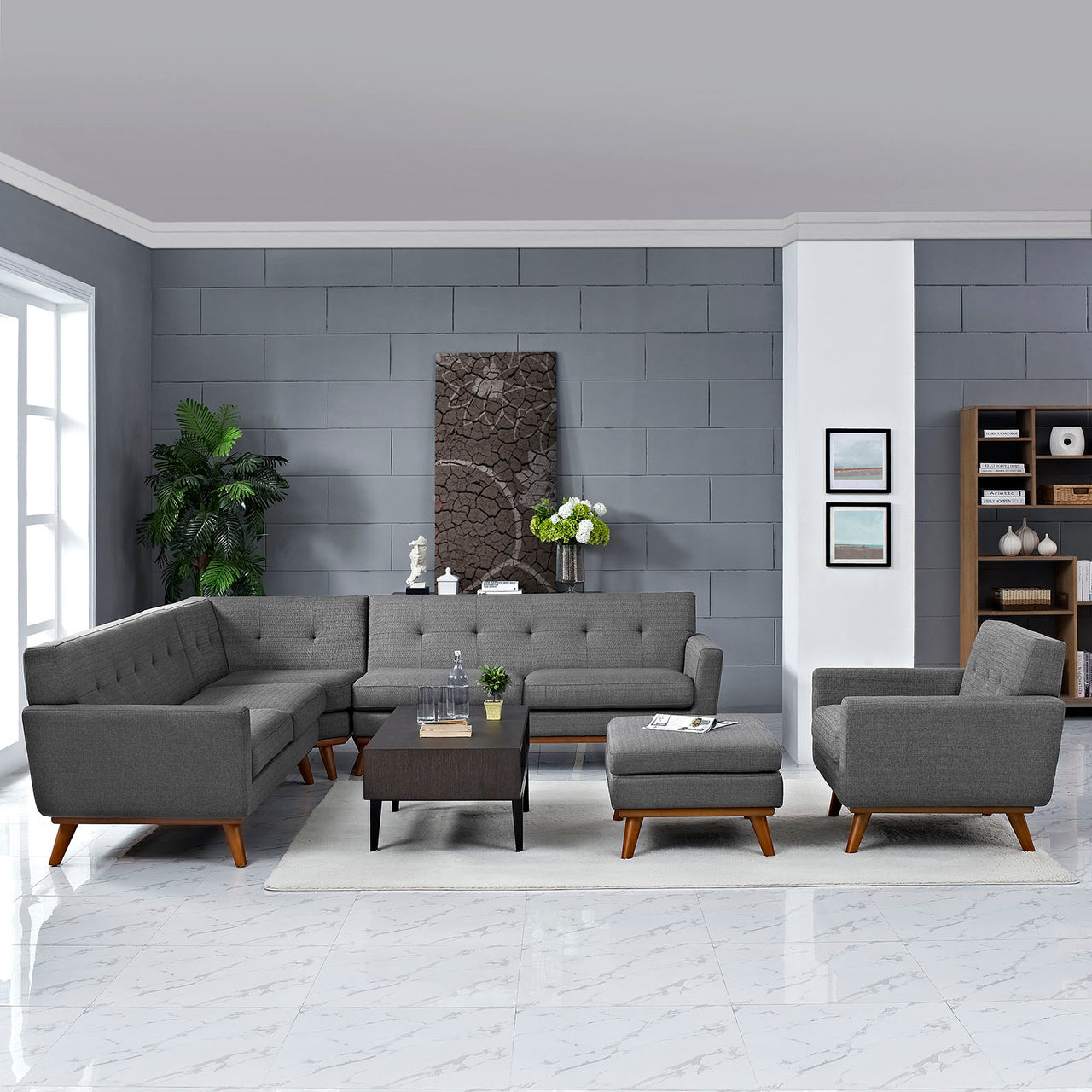 Rendezvous 5-Piece Sectional, Gray