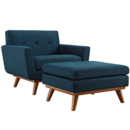 Rendezvous 2-Piece Armchair and Ottoman, Azure