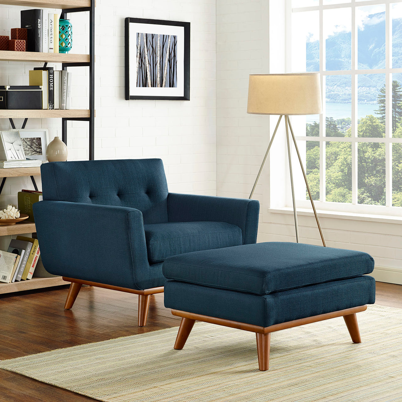 Rendezvous 2-Piece Armchair and Ottoman, Azure