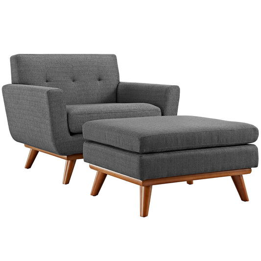 Rendezvous 2-Piece Armchair and Ottoman, Gray
