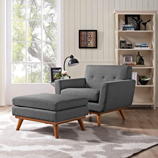 Rendezvous 2-Piece Armchair and Ottoman, Gray